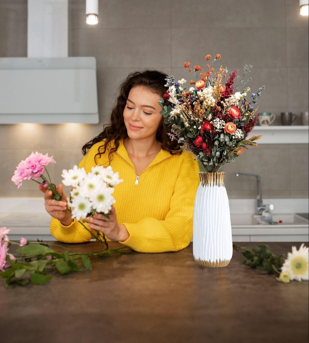 Florero Jarrón Cilíndrico Decorativo Moderno hogar 24cm Jhn-3