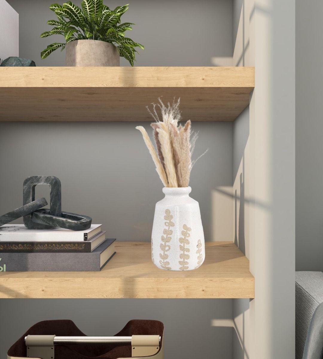 Jarrón Cerámica Flores Contemporáneo Decoración 25cm Jhn-8