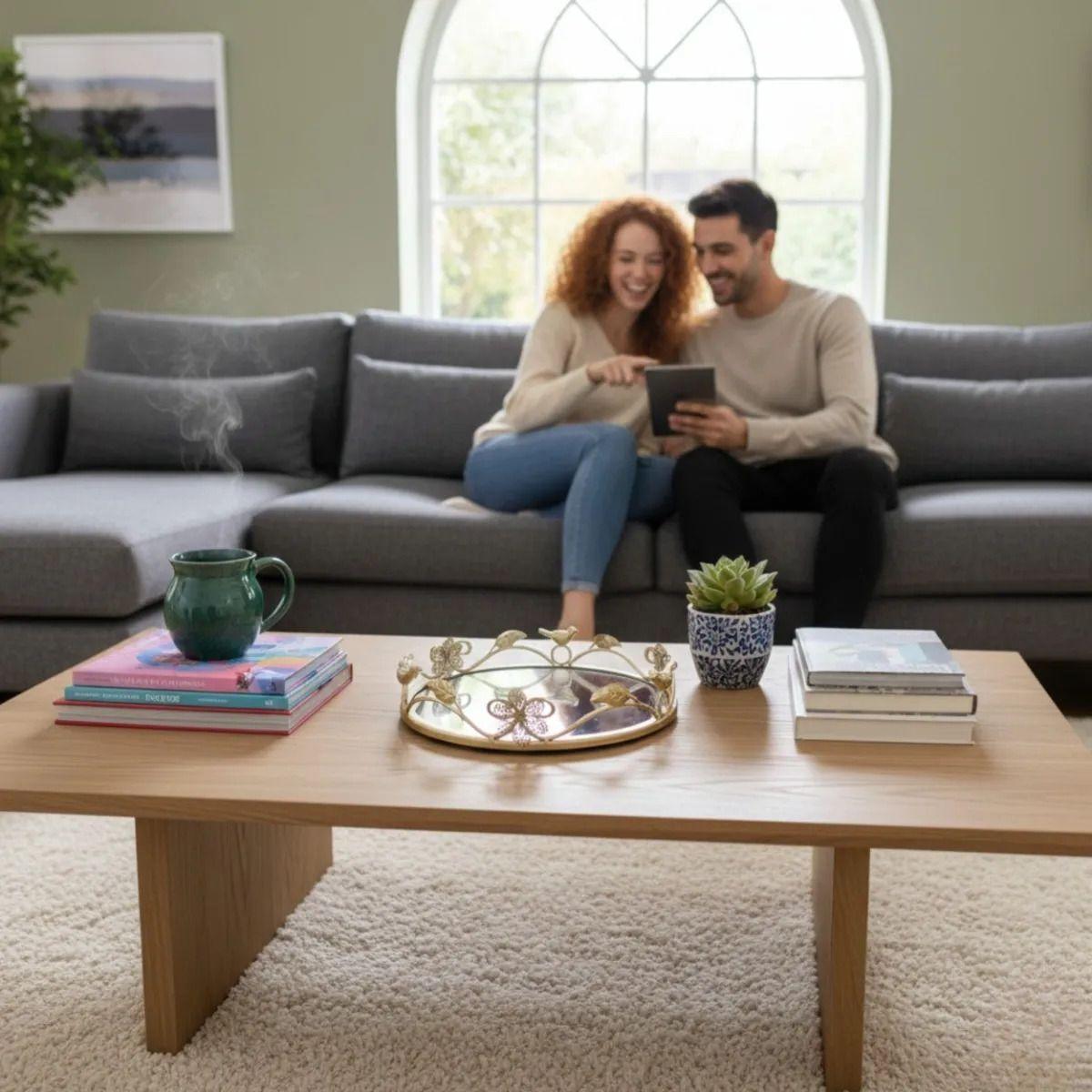 Bandeja Decorativa Reflejante Espejada Estilo Botánico Jhn-4