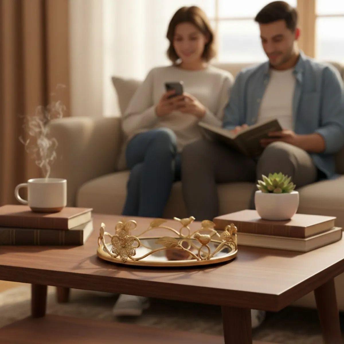 Bandeja Decorativa Reflejante Espejada Estilo Botánico Jhn-5