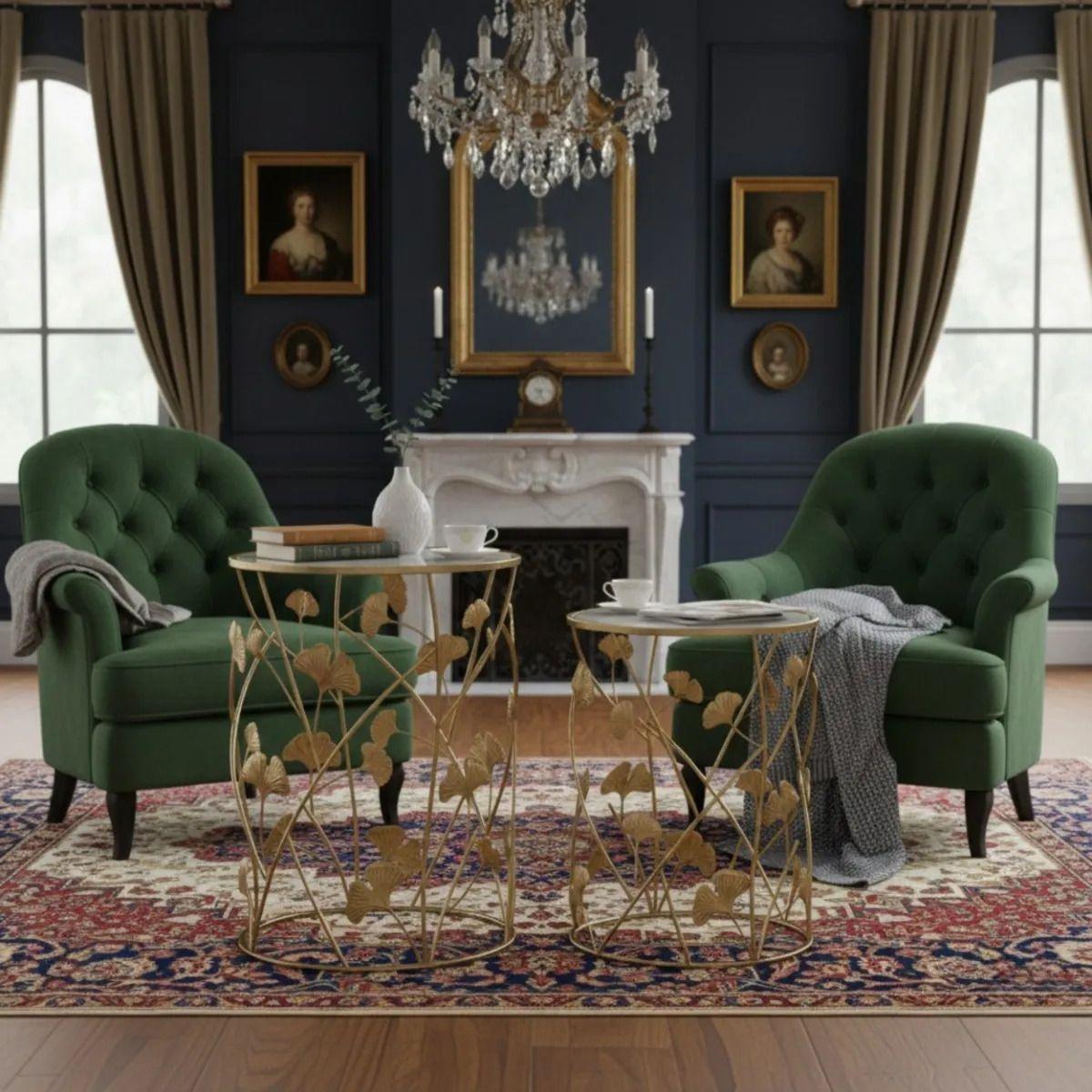 Mesa Auxiliar Acento Ginkgo Elegante Diseño Escultural Jhn-5