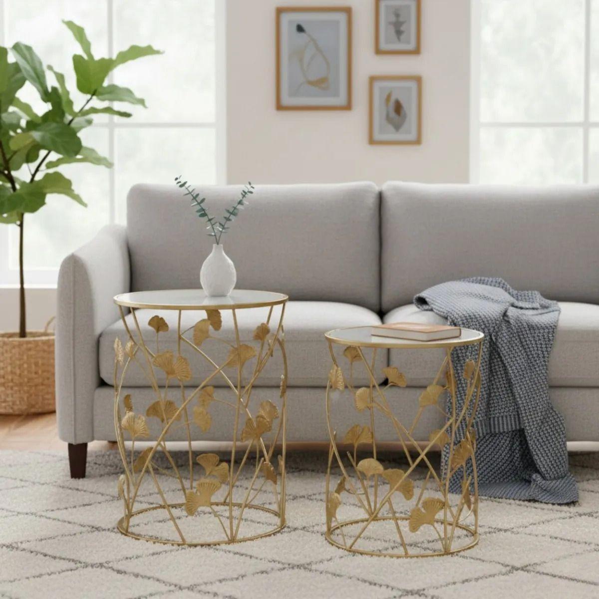 Mesa Auxiliar Acento Ginkgo Elegante Diseño Escultural Jhn-9