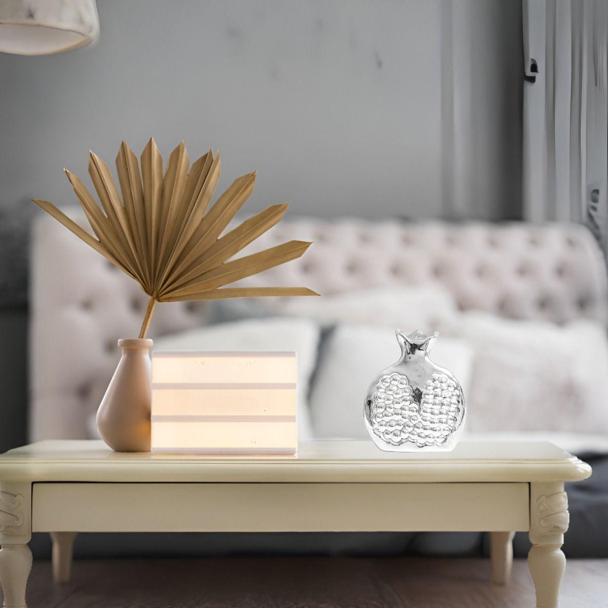 Set 3 Escultura Figura Fruta Decoración Mesa Plateado Jhn-8