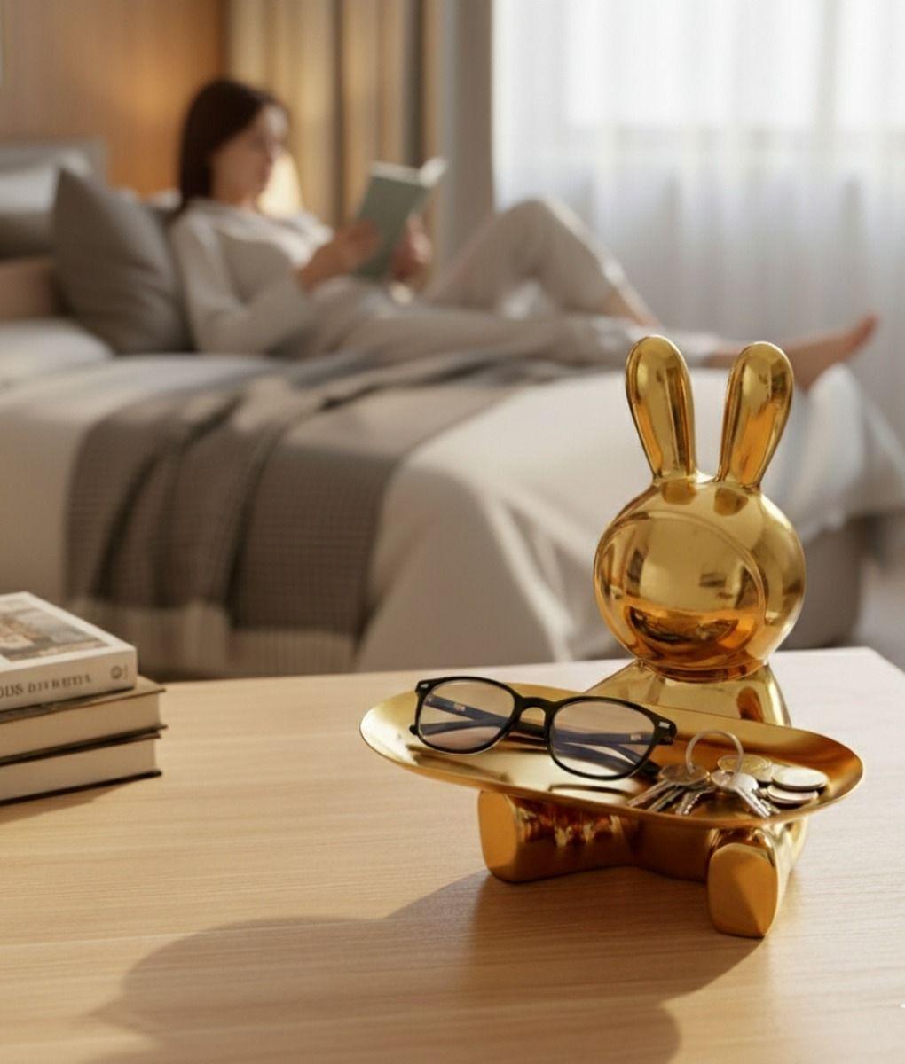 Figura Decorativa Conejo Multifuncional Bandeja Adorno Jhn-2