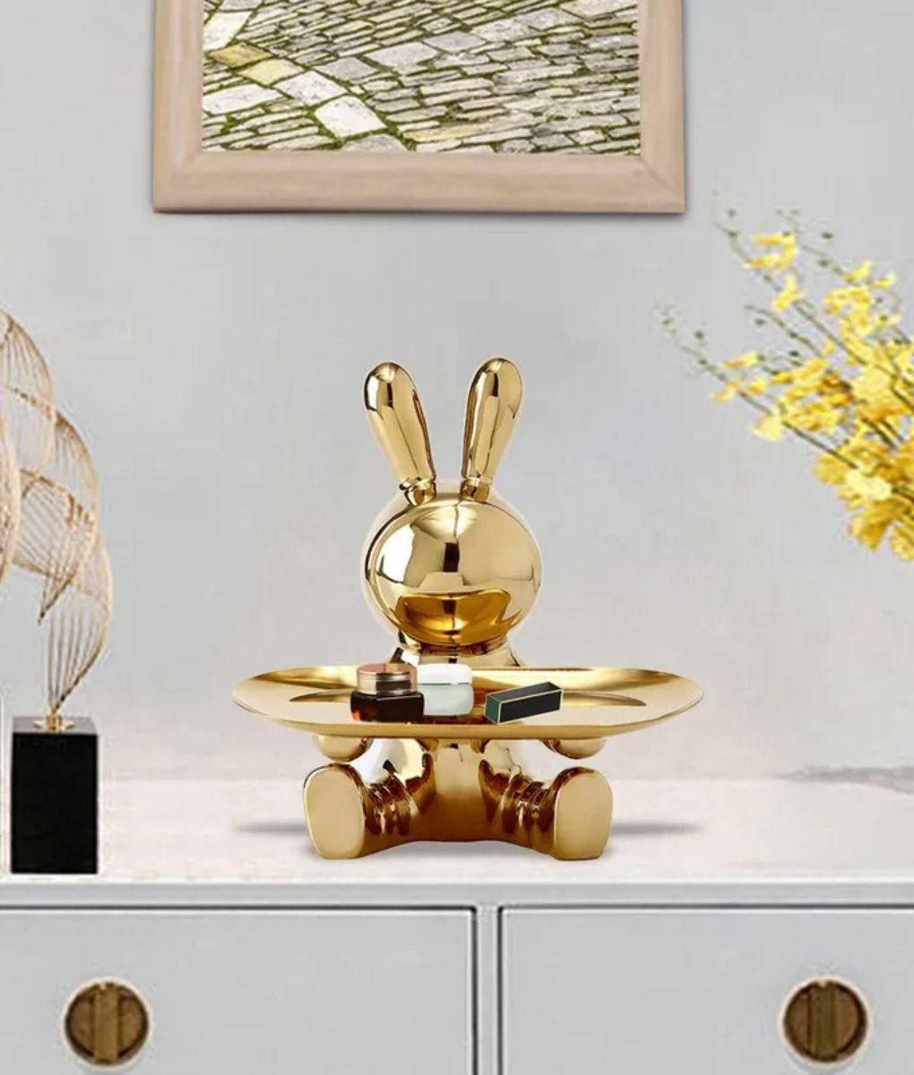 Figura Decorativa Conejo Multifuncional Bandeja Adorno Jhn-5