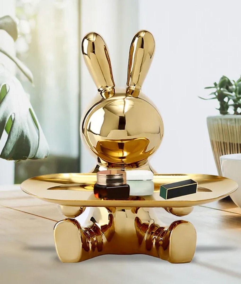 Figura Decorativa Conejo Multifuncional Bandeja Adorno Jhn-9