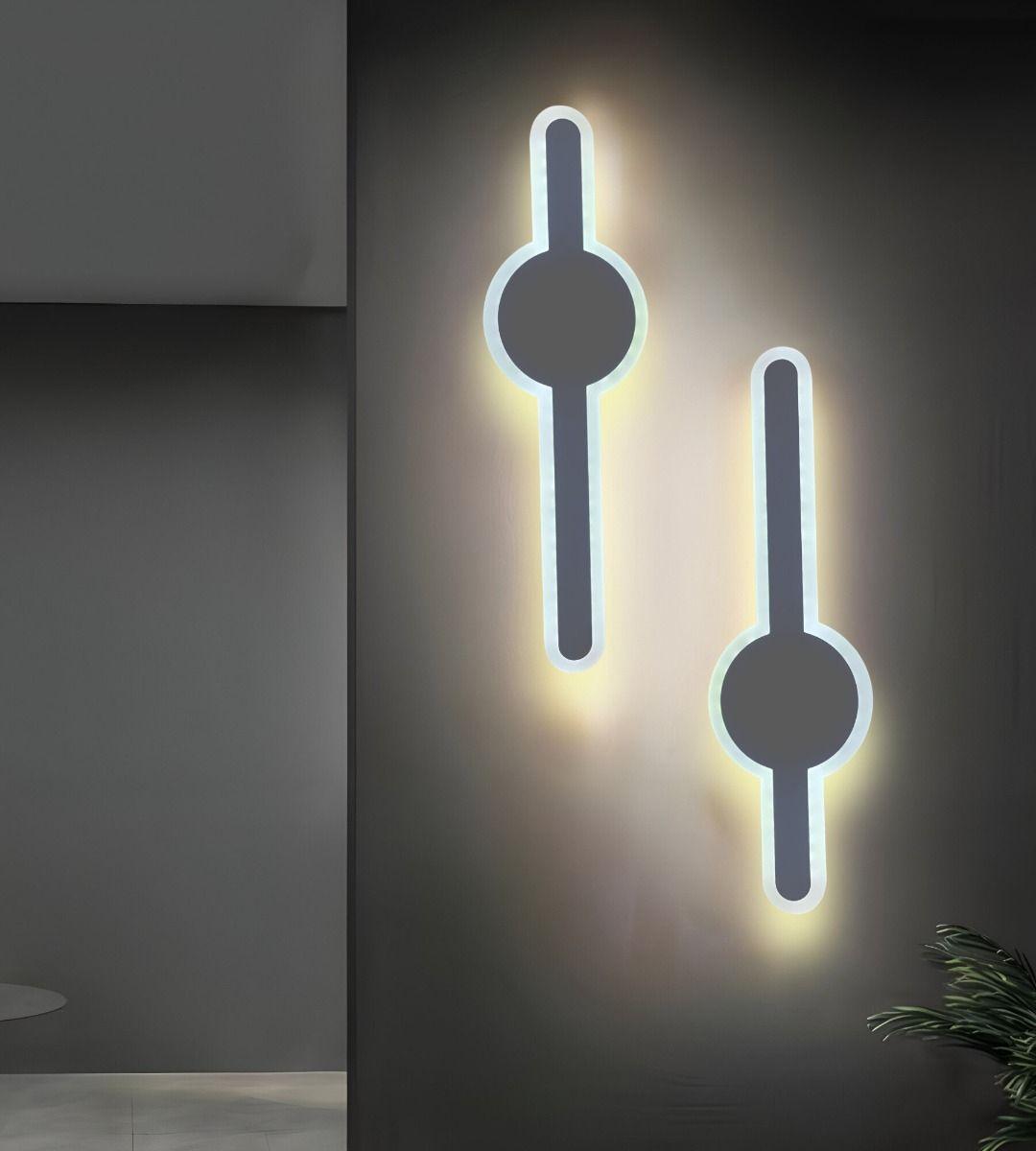 Lámpara Pared Tipo Espada LED Blanco y Gris Decorativa Jhn-7