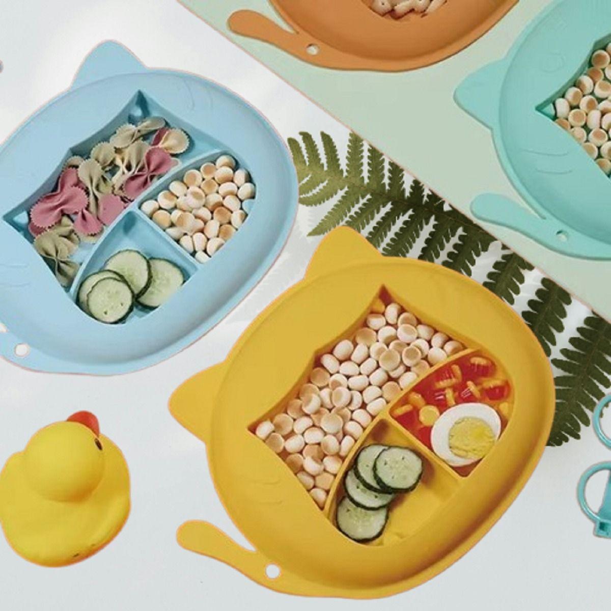 Set 3 Platos Silicona Diseño Tigre Niños Bebes Lau-2