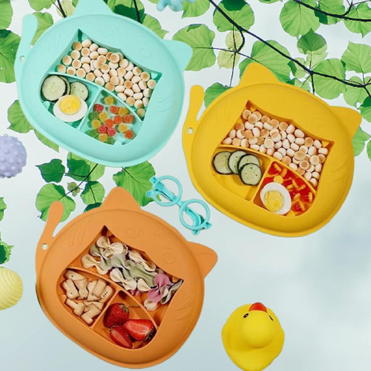 Set 3 Platos Silicona Diseño Tigre Niños Bebes Lau-6