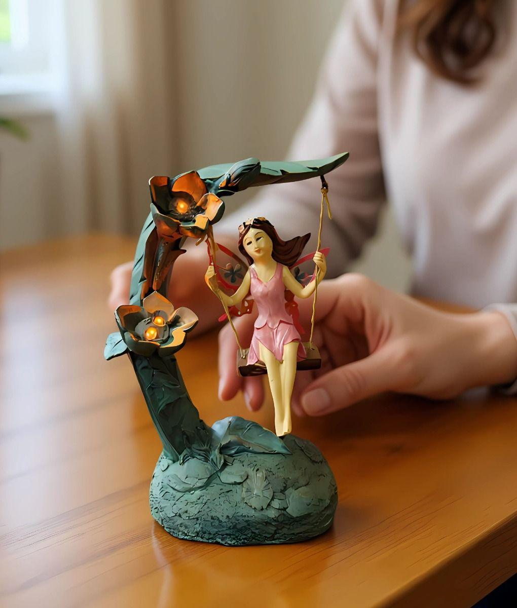 Figura Decorativa Hada Columpio Jardín Adorno Solar Jhn-2