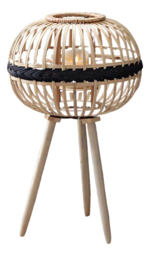 Candelabro Japonés Mimbre Bambú Decora Artesanal Natural Lau-0