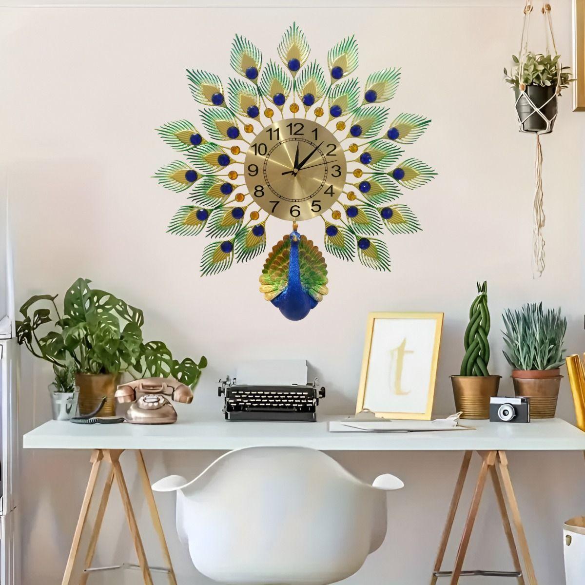 Reloj Pared Pavo Real Grande Decorativo Creativo Jhn-9