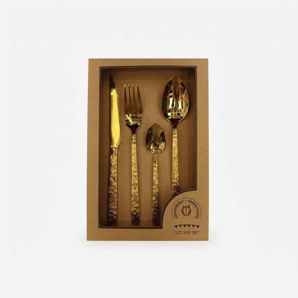 Set Cubiertos Gala Mango Texturizado Brillo Cuchillo ALJ-1