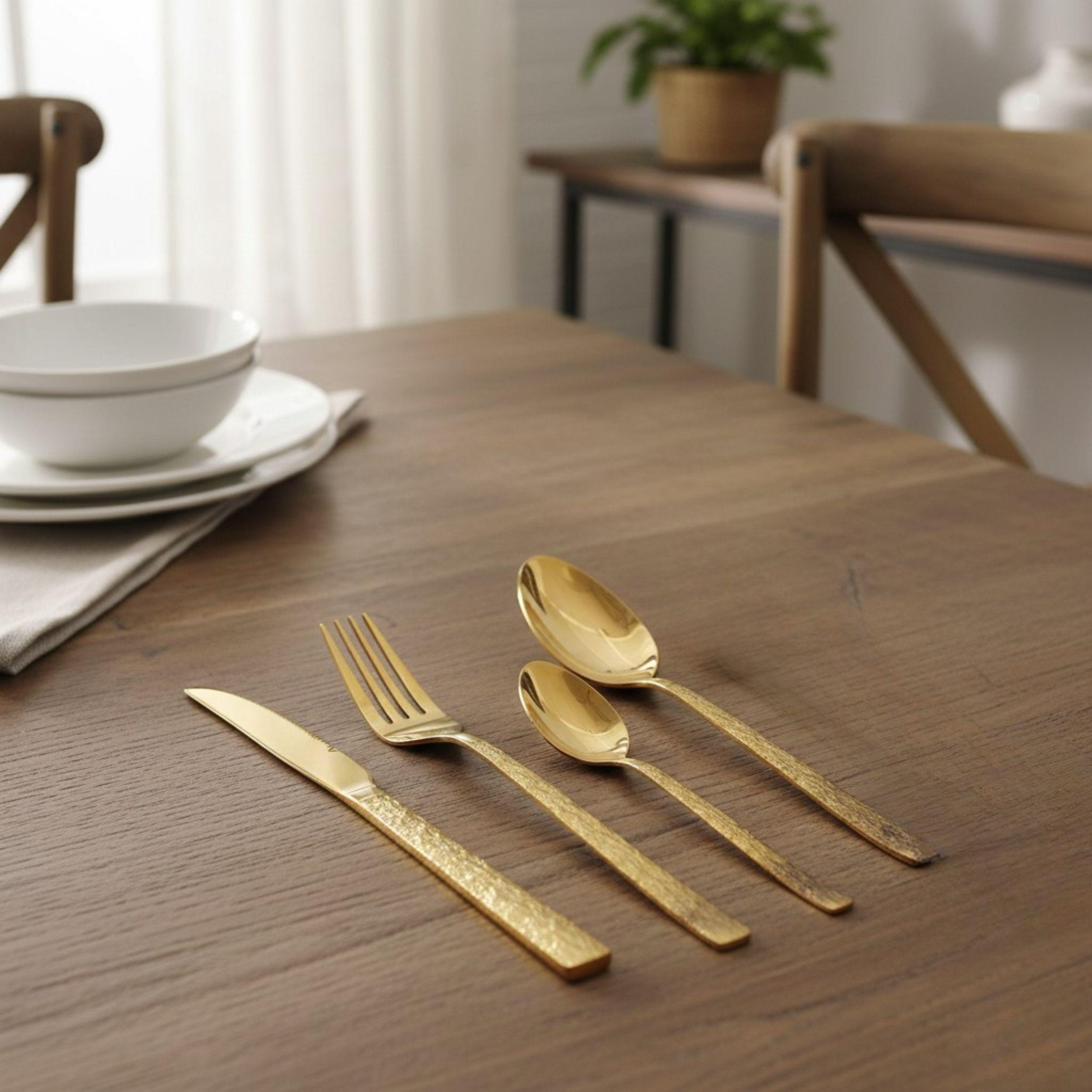 Set Cubiertos Gala Mango Texturizado Brillo Cuchillo ALJ-5