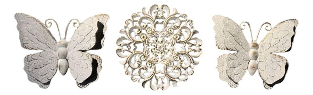 Set Decorativo Pared Mariposas Flor Arte Blanco Jhn-0