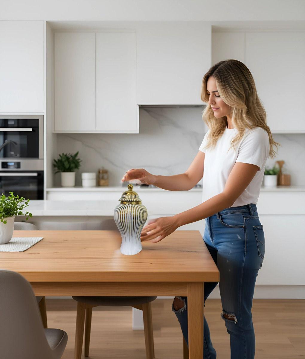 Potiche Jarrón Elegante Recipiente Decorativo Tapa Jhn-4