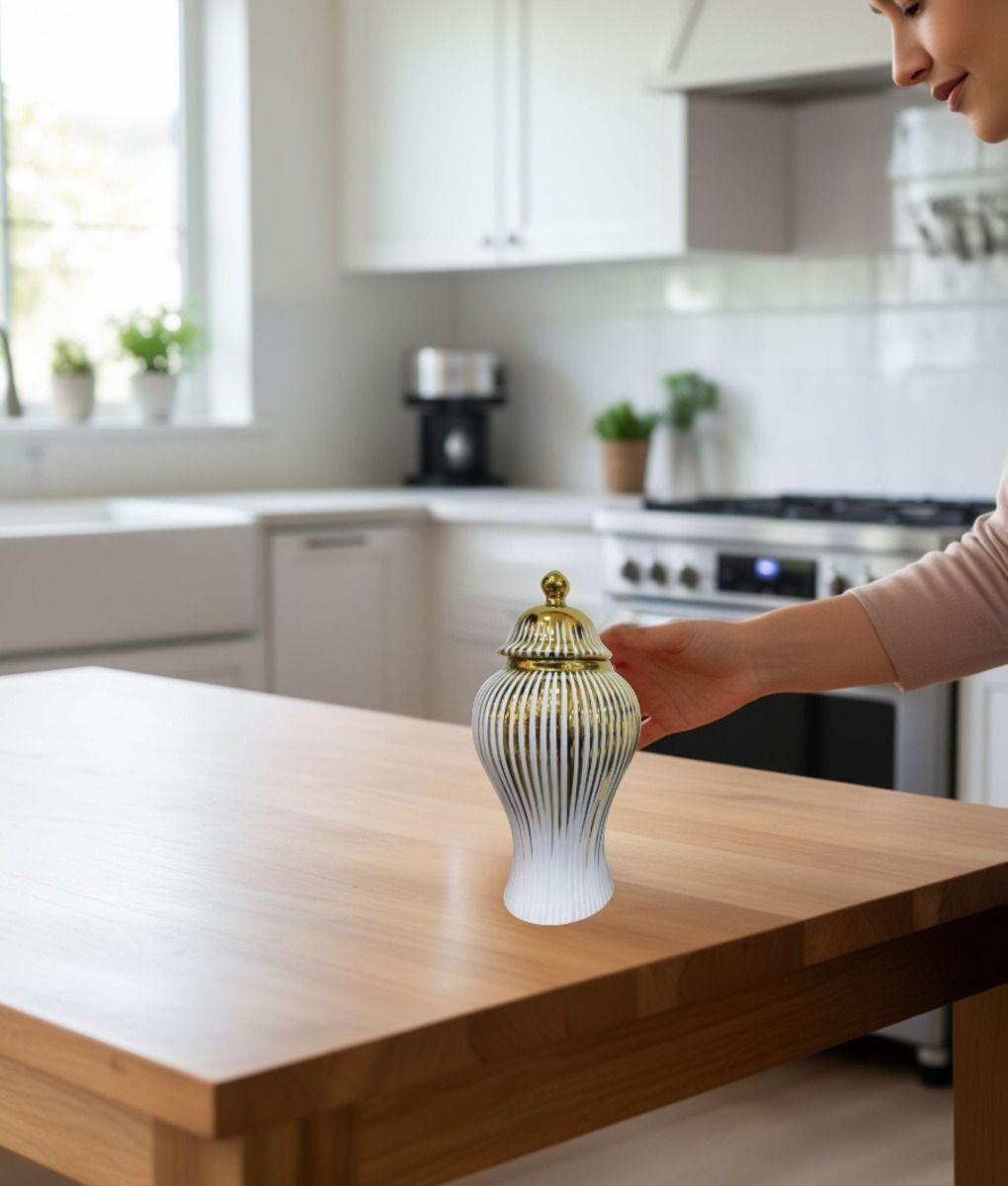 Potiche Jarrón Elegante Recipiente Decorativo Tapa Jhn-5