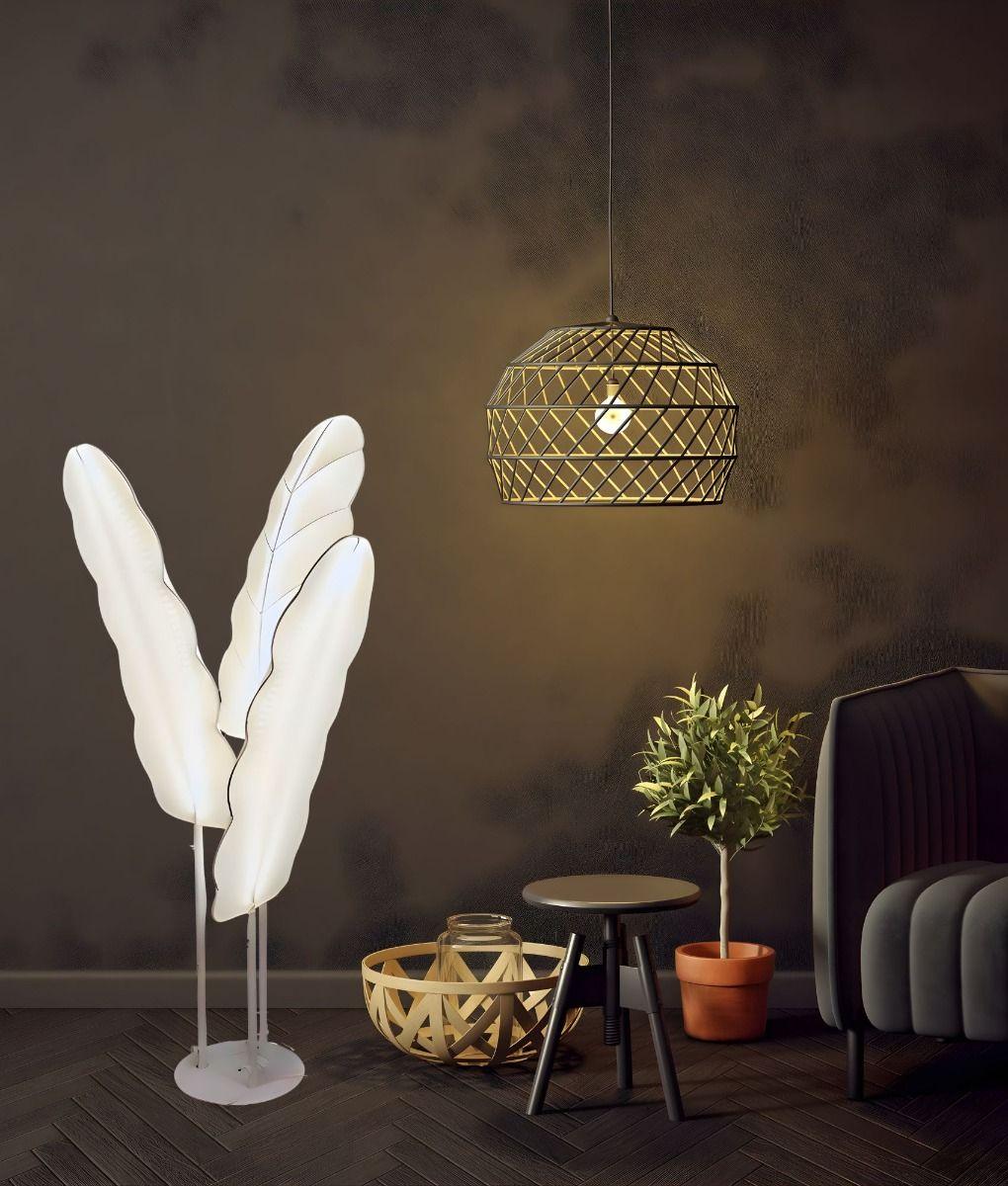 Lámpara Pie Decorativa Forma Hojas Funcional Hogar Jhn-6