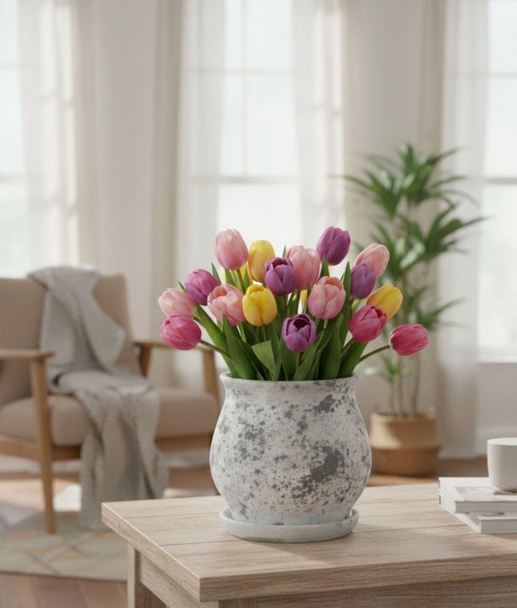 Maceta Decorativa Patrón Moderno Jaspeado Funcional Jhn-7