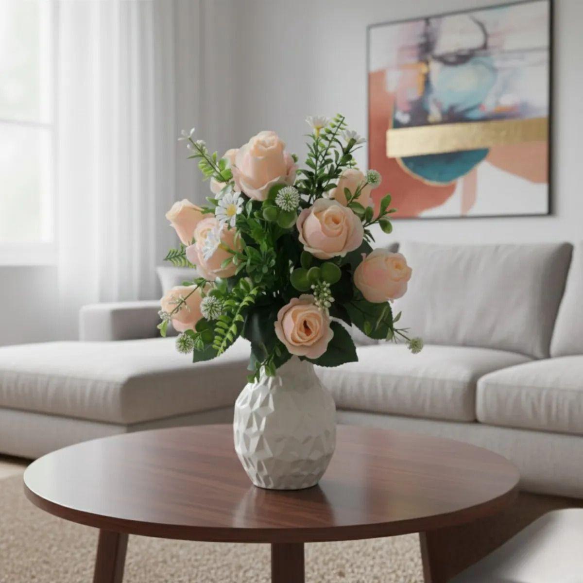 Set 2 Ramo Floral Artificial Ornamental Rosas Adorno Jhn-6