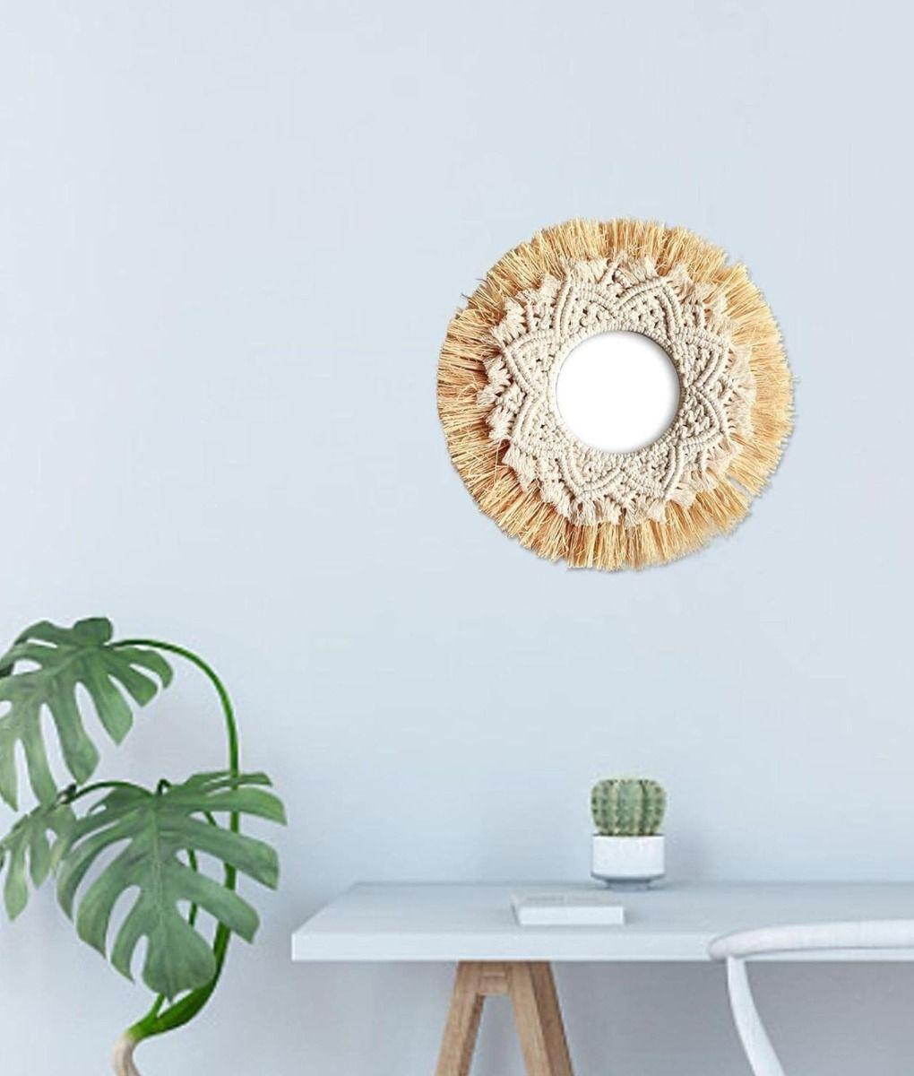 Espejo Decorativo Estilo Bohemio Tejido Adorno Pared Jhn-5