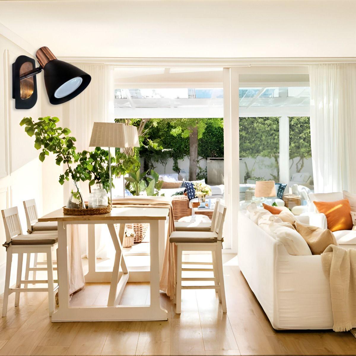 Lámpara Pared Nórdica E26 Negro Cobre Edison Hierro Jhn-6