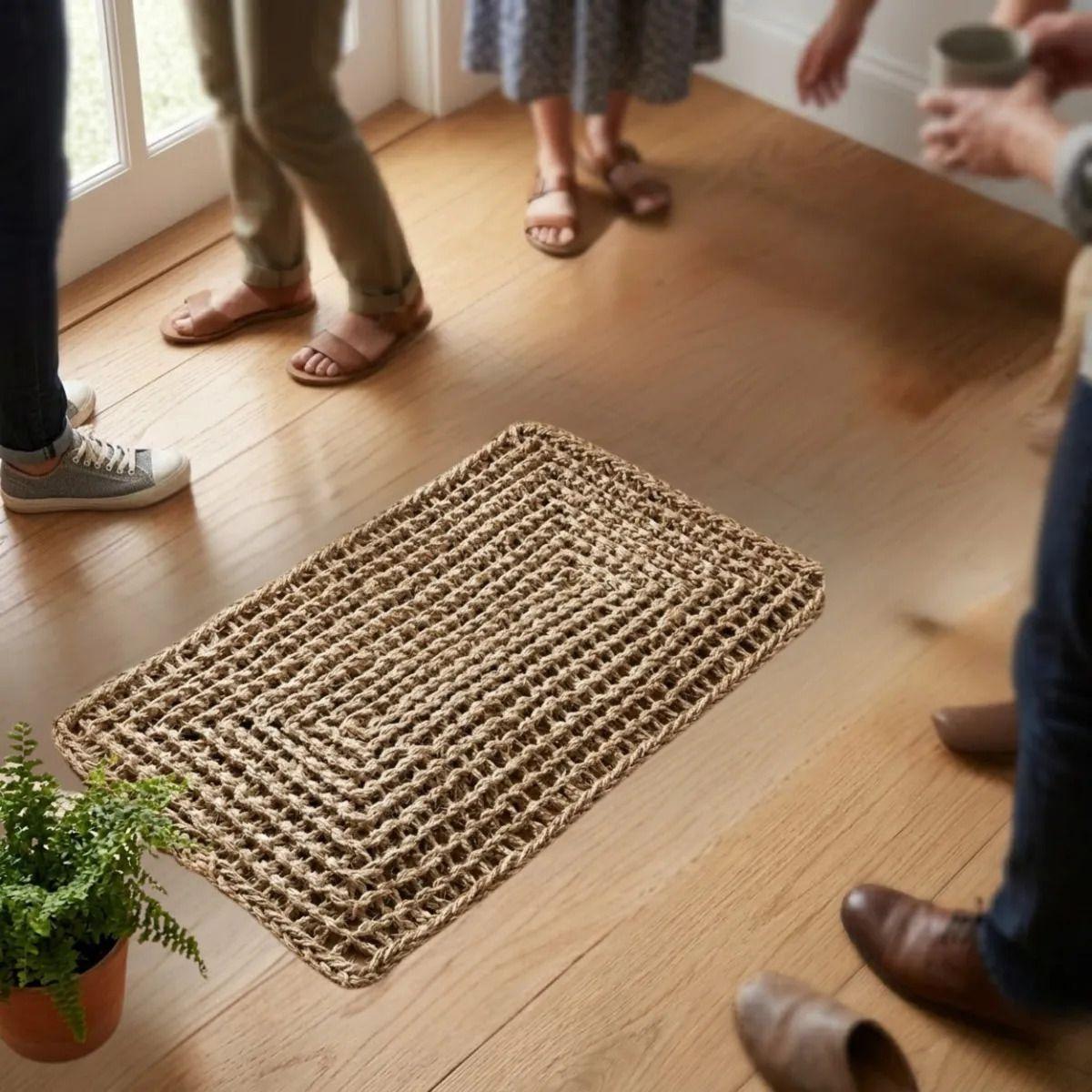 Alfombra Rústica Tejida Diseño Geométrico Durabilidad ALJ-2