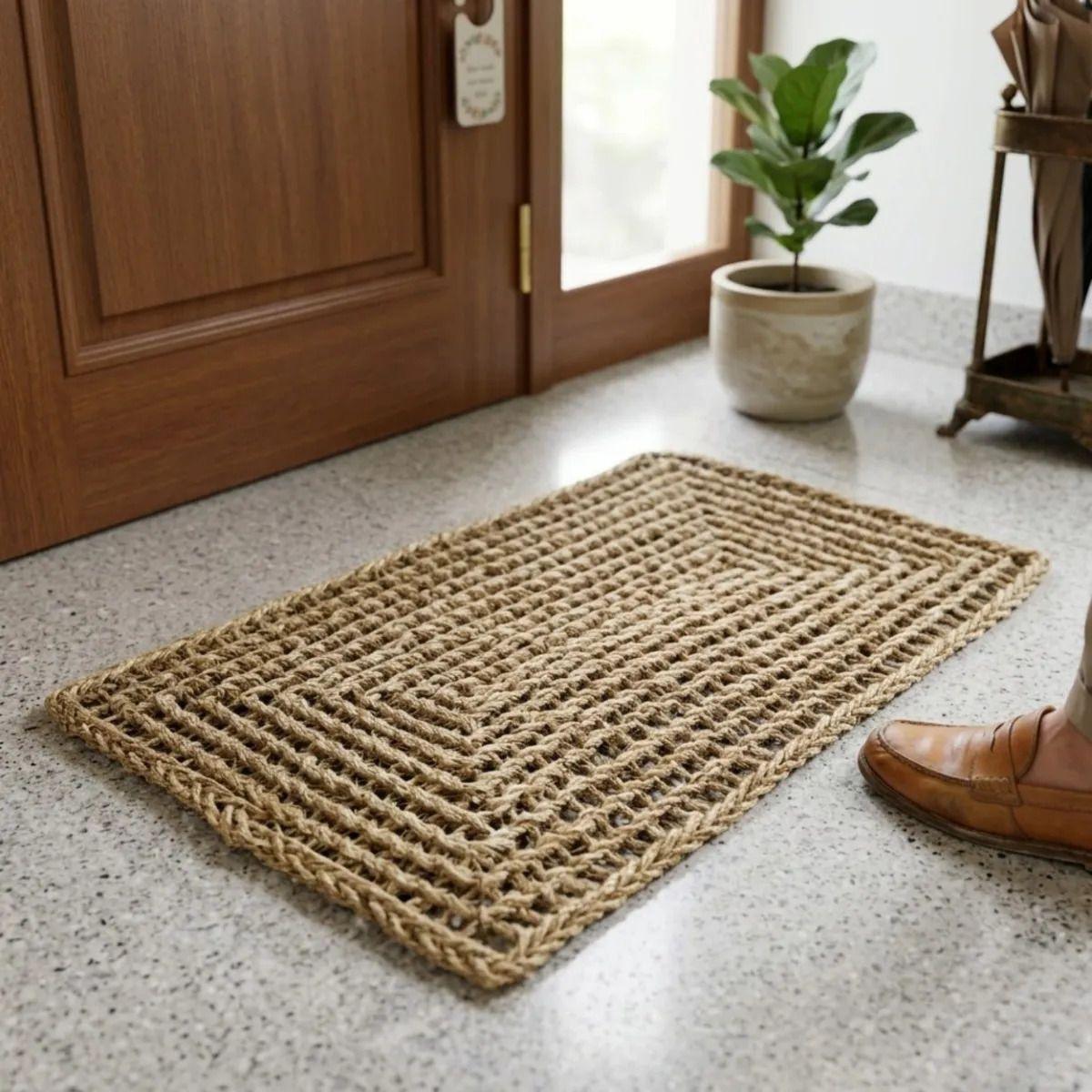 Alfombra Rústica Tejida Diseño Geométrico Durabilidad ALJ-6