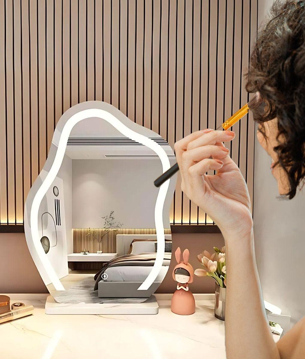 Espejo Decorativo Maquillaje Luz Mesa Táctil LED Jhn-8