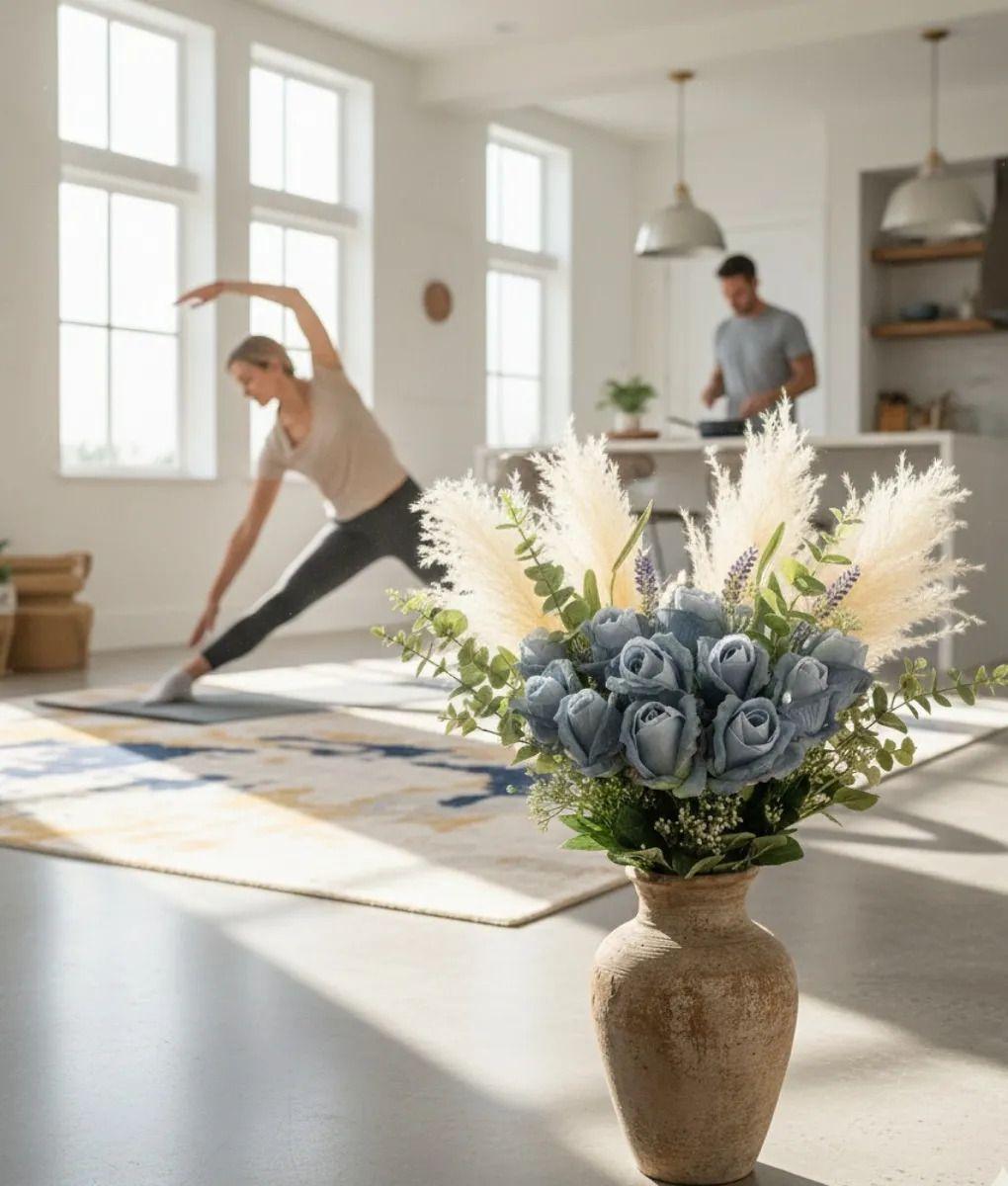 Ramo Floral Artificial Decorativo Rosas Tipo Botón Jhn-4