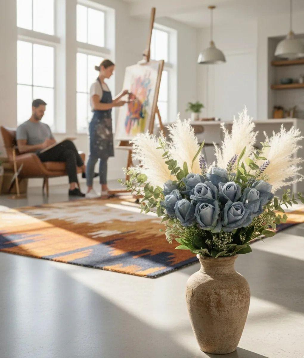 Ramo Floral Artificial Decorativo Rosas Tipo Botón Jhn-5