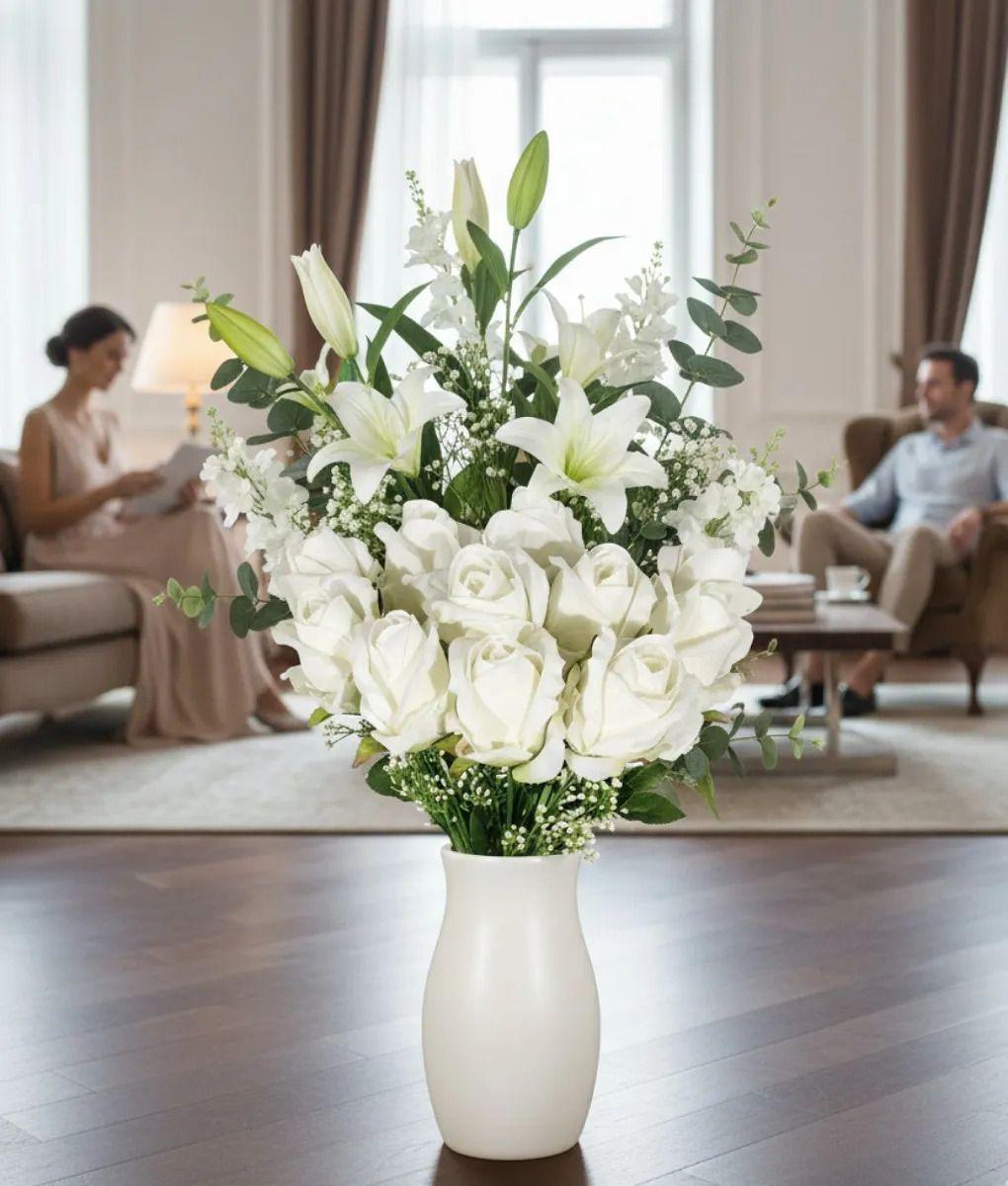 Ramo Floral Artificial Decorativo Rosas Tipo Botón Jhn-7