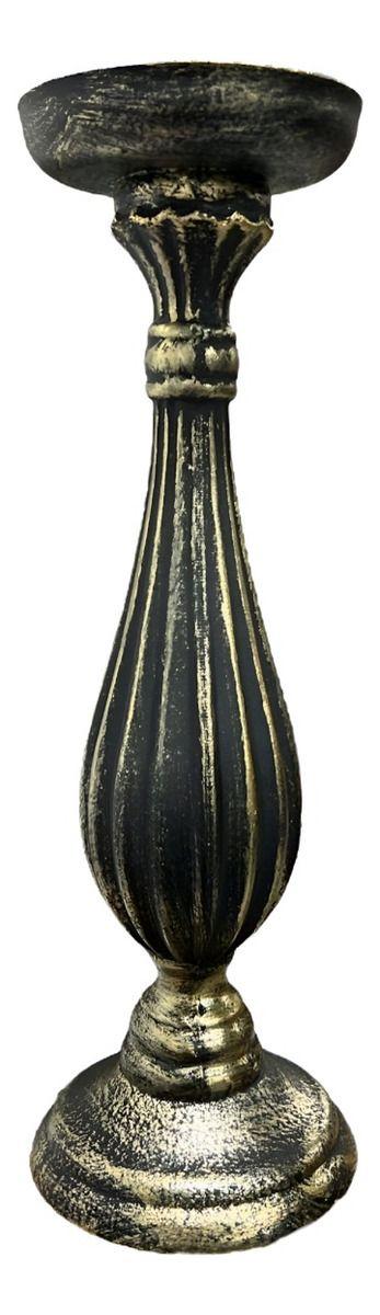 Candelabro Romano Pedestal Pilar Decorativo Negro 28cm Jhn-2