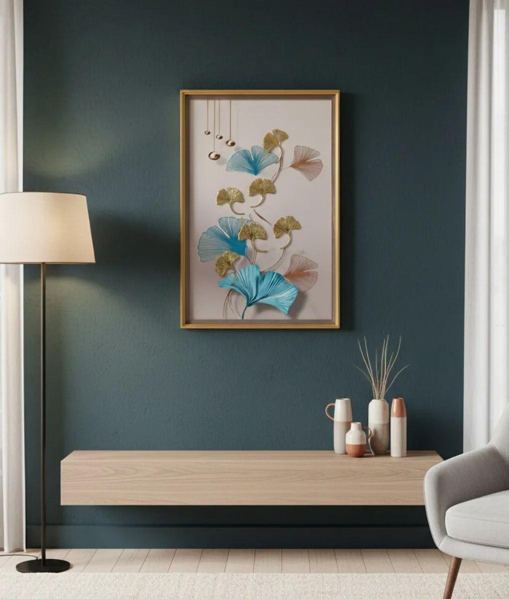 Cuadro Decorativo Diseño Hojas Ginkgo Adorno Relieve Jhn-6