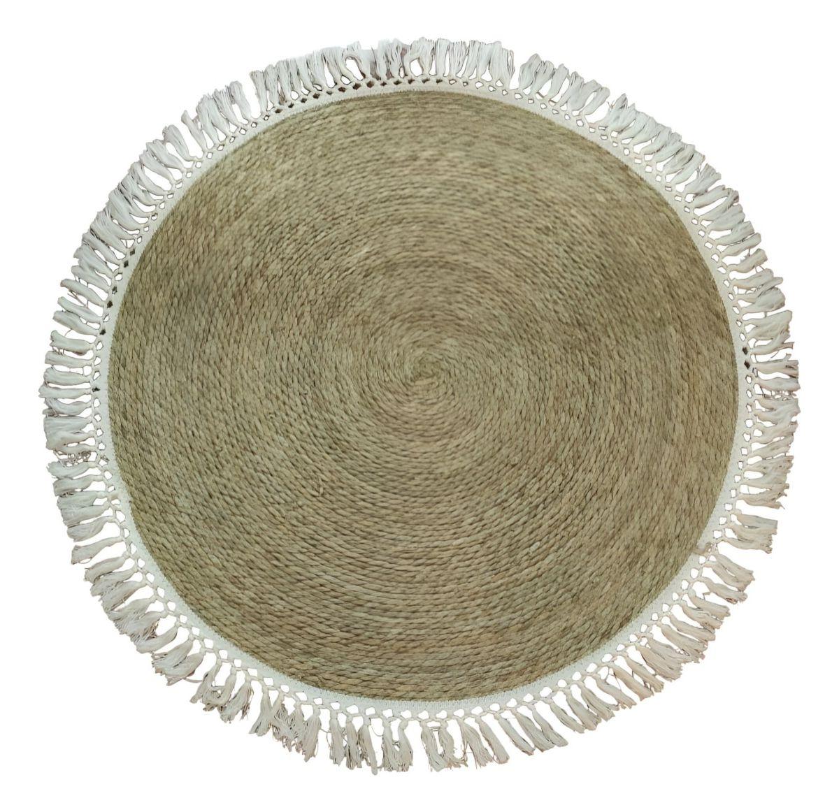 Alfombra Yute Fibra Natural Redonda Decoración 80cm Jhn-1