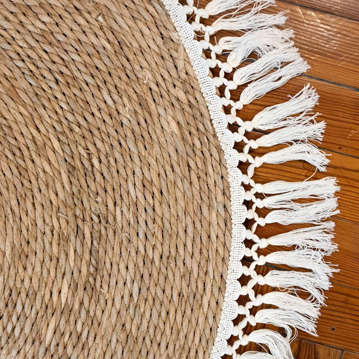 Alfombra Yute Fibra Natural Redonda Decoración 80cm Jhn-2