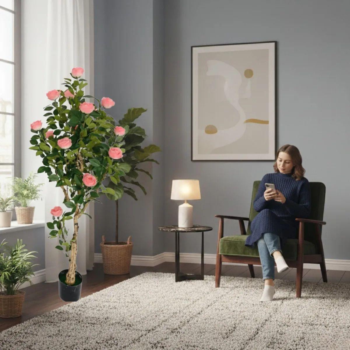 Planta Artificial Decorativa Árbol Rosas Gala Adorno Jhn-5