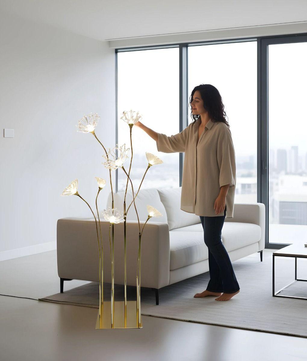 Lámpara Decorativa Pie Moderna Floral Iluminación Hogar Jhn-3