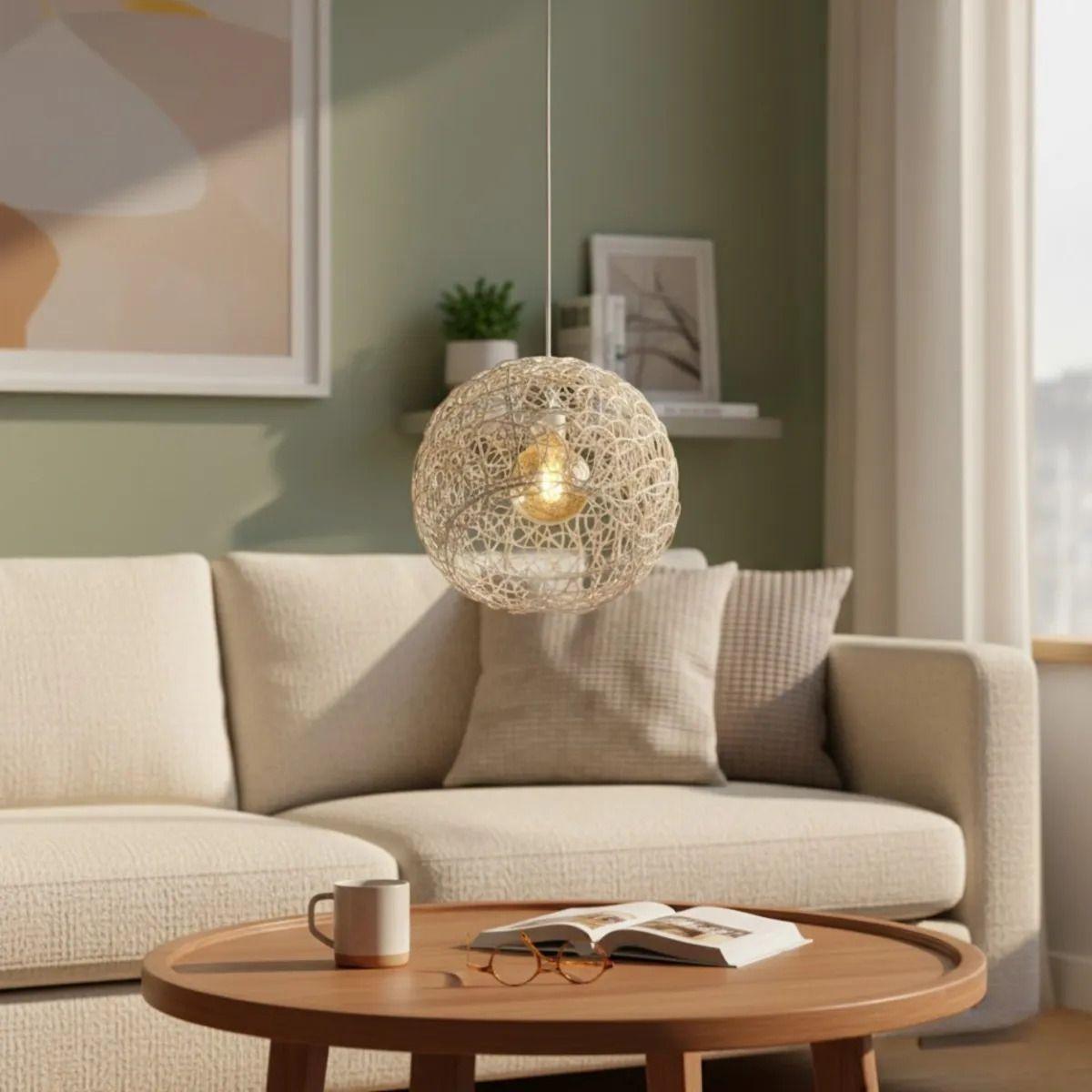 Lámpara Colgante Techo Esfera Tejida Estilo Nórdico Boho Jhn-8