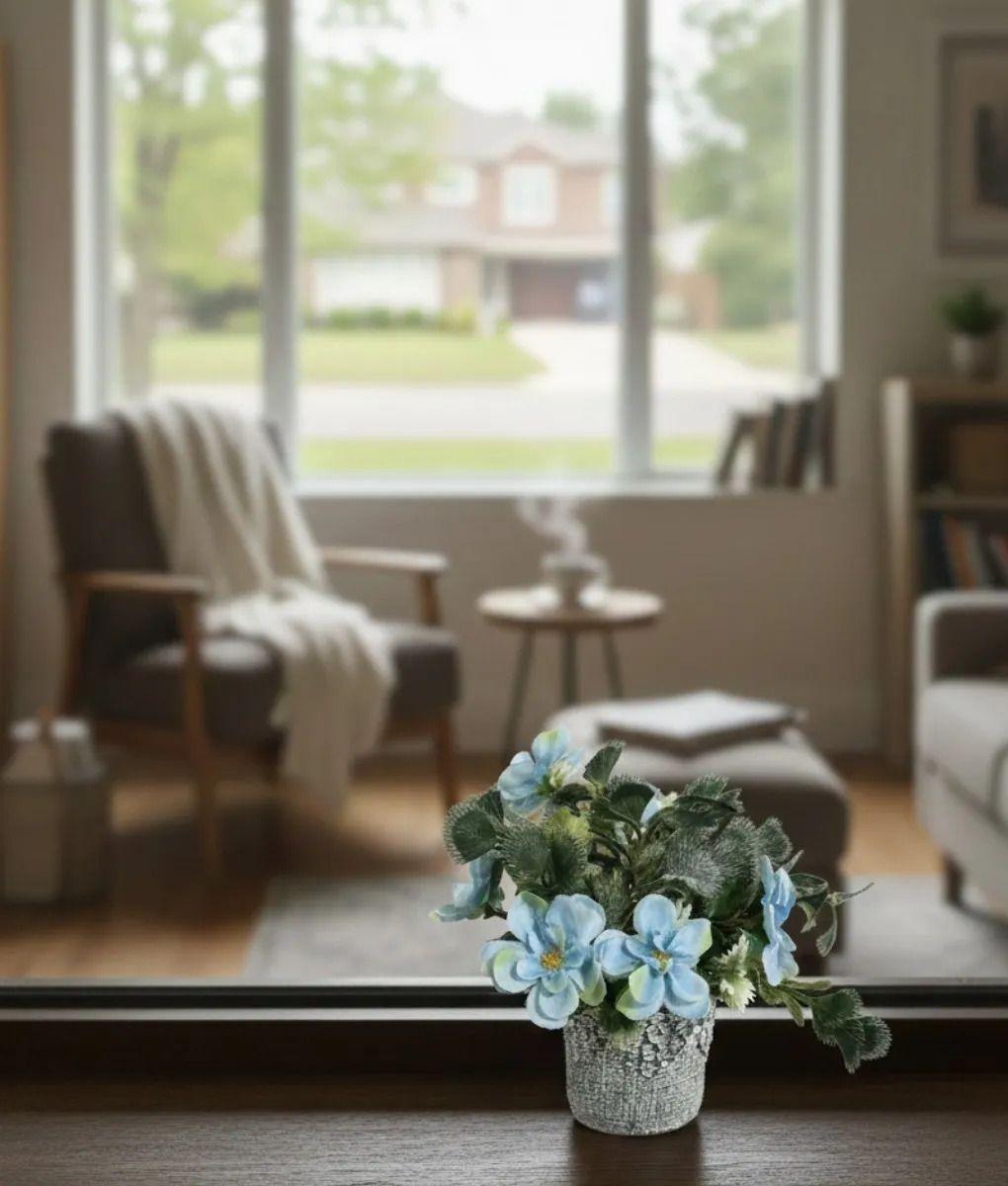 Planta Artificial Decorativa Acuarelada Cestería Rústica Jhn-3