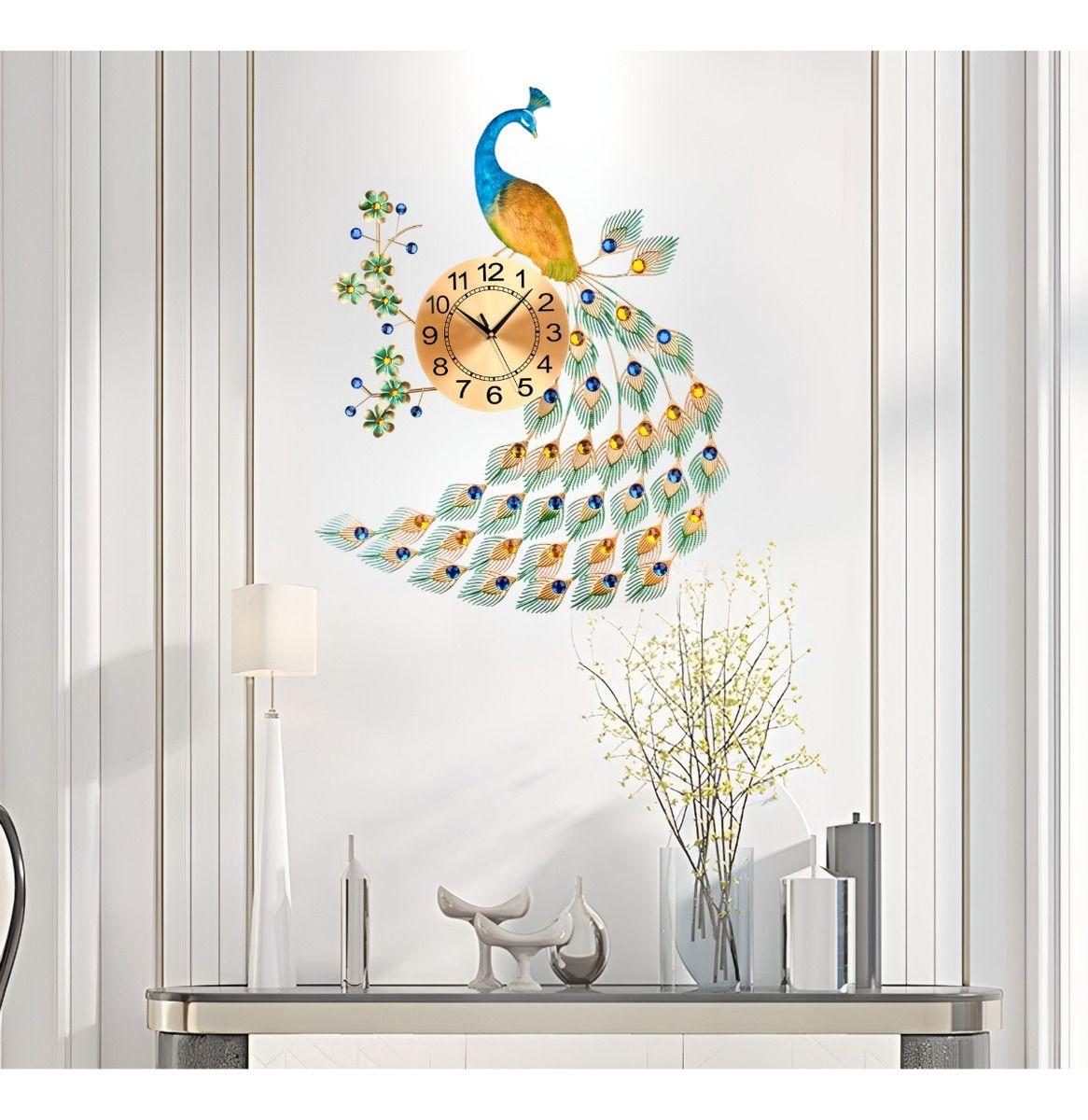 Reloj Decorativo Pared Pavo Real Elegante Jhn-4