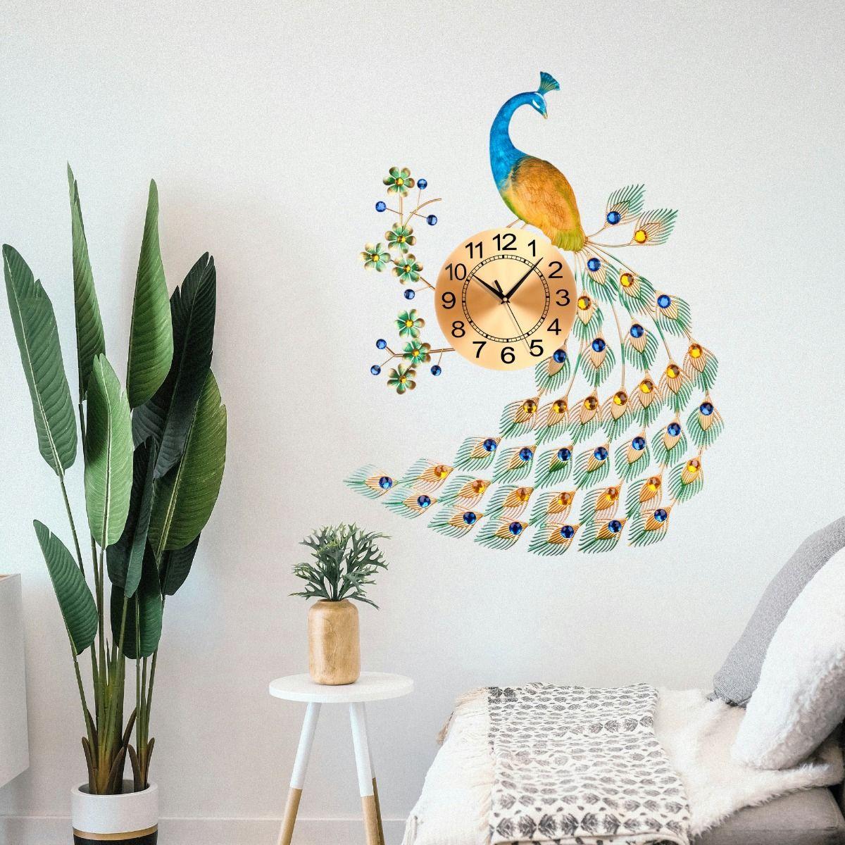 Reloj Decorativo Pared Pavo Real Elegante Jhn-6