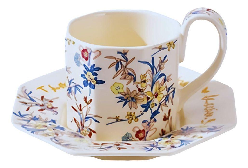 Taza Elegante Platillo Floral Decorativa Hogar Jhn-2