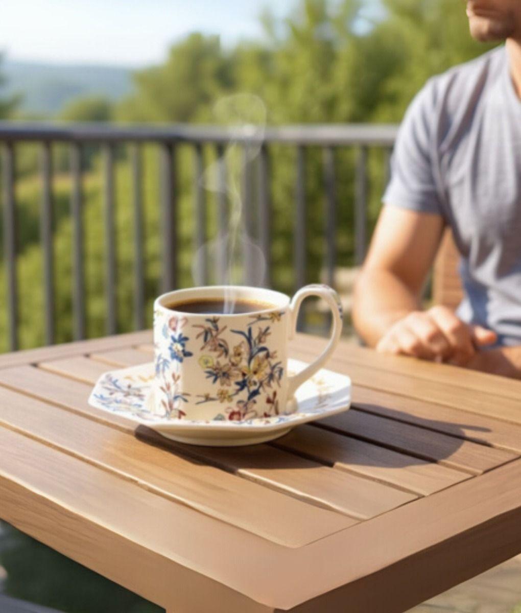 Taza Elegante Platillo Floral Decorativa Hogar Jhn-5