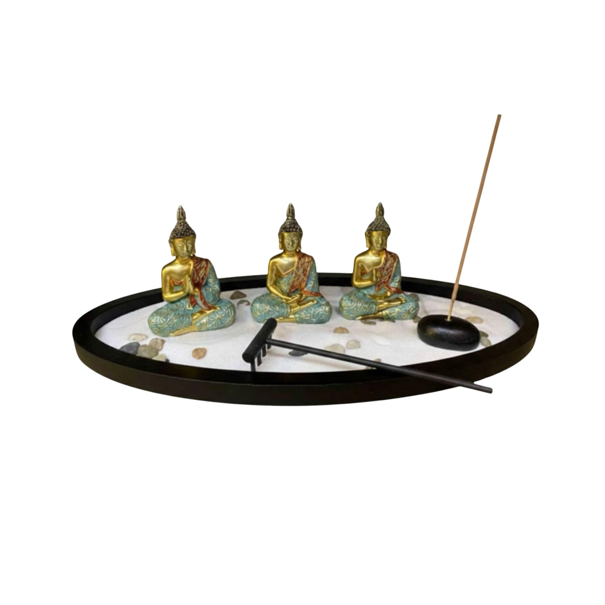Jardin Zen Decorativo 3 Budas Rastrillo Incienso Piedras ALJ-0