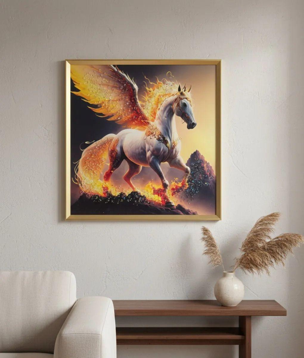 Cuadro Decorativo Arte Fantástico Caballo Alado Fuego Jhn-9