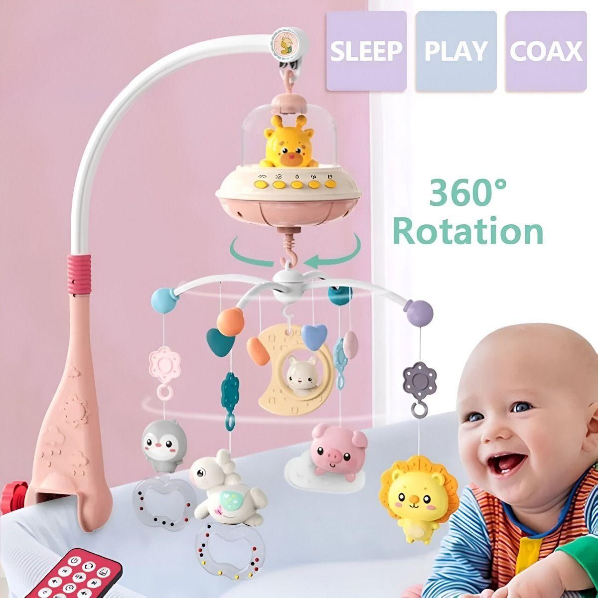 Móvil Cuna Bebé Música Luces Sonajero Giratorio Colgante Jhn-3