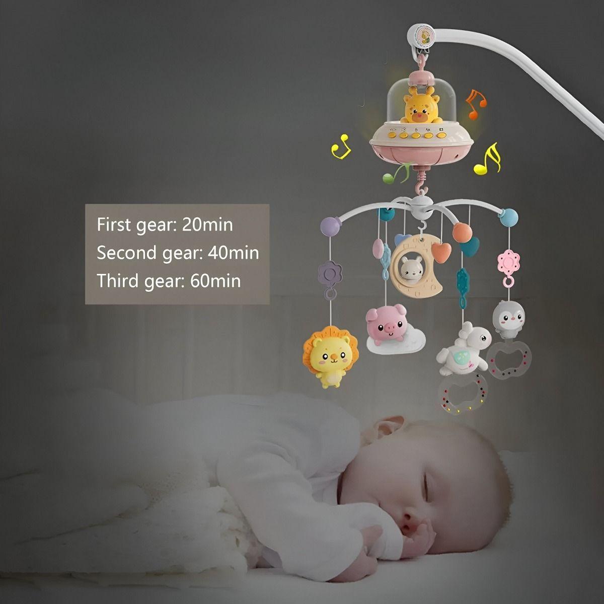 Móvil Cuna Bebé Música Luces Sonajero Giratorio Colgante Jhn-5
