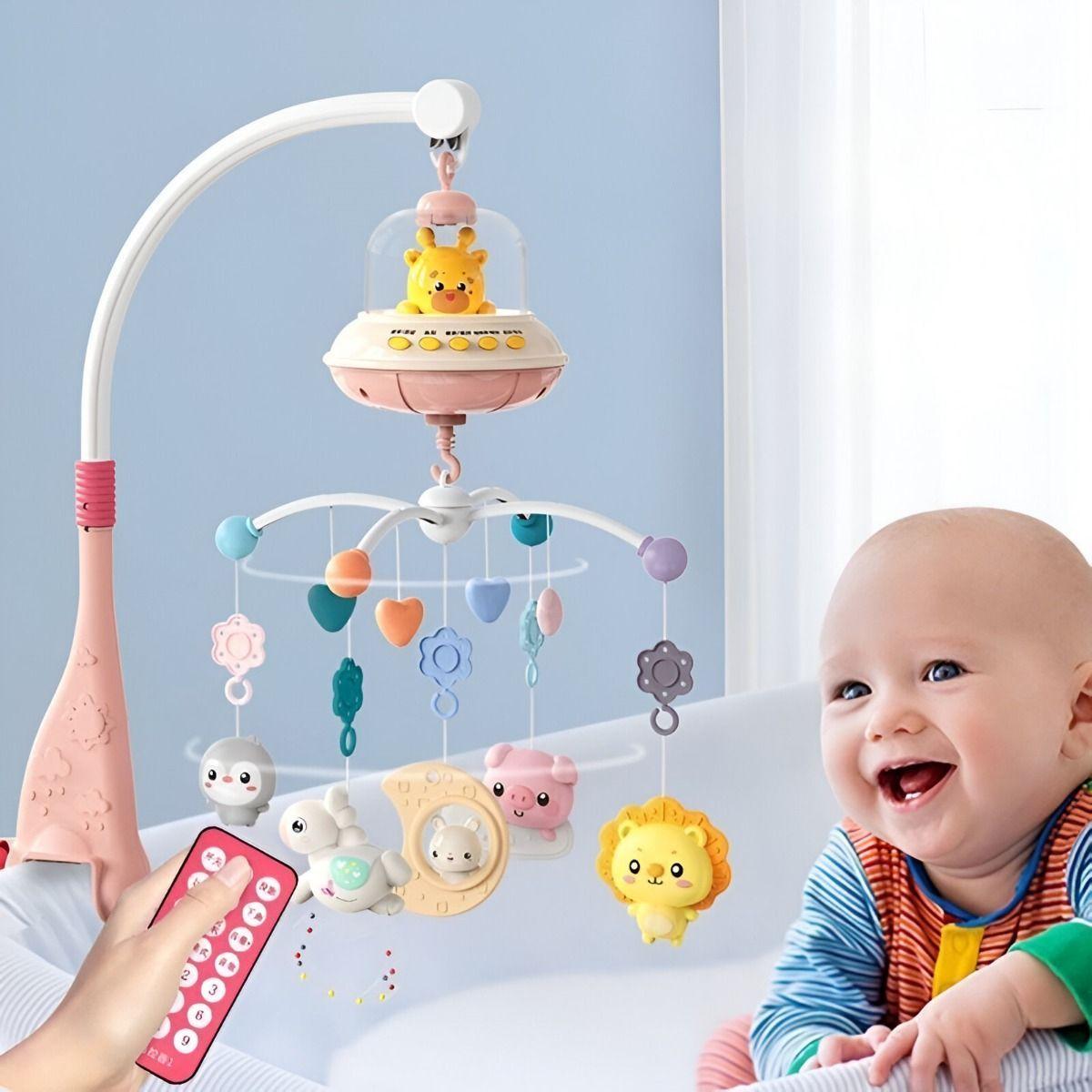 Móvil Cuna Bebé Música Luces Sonajero Giratorio Colgante Jhn-7