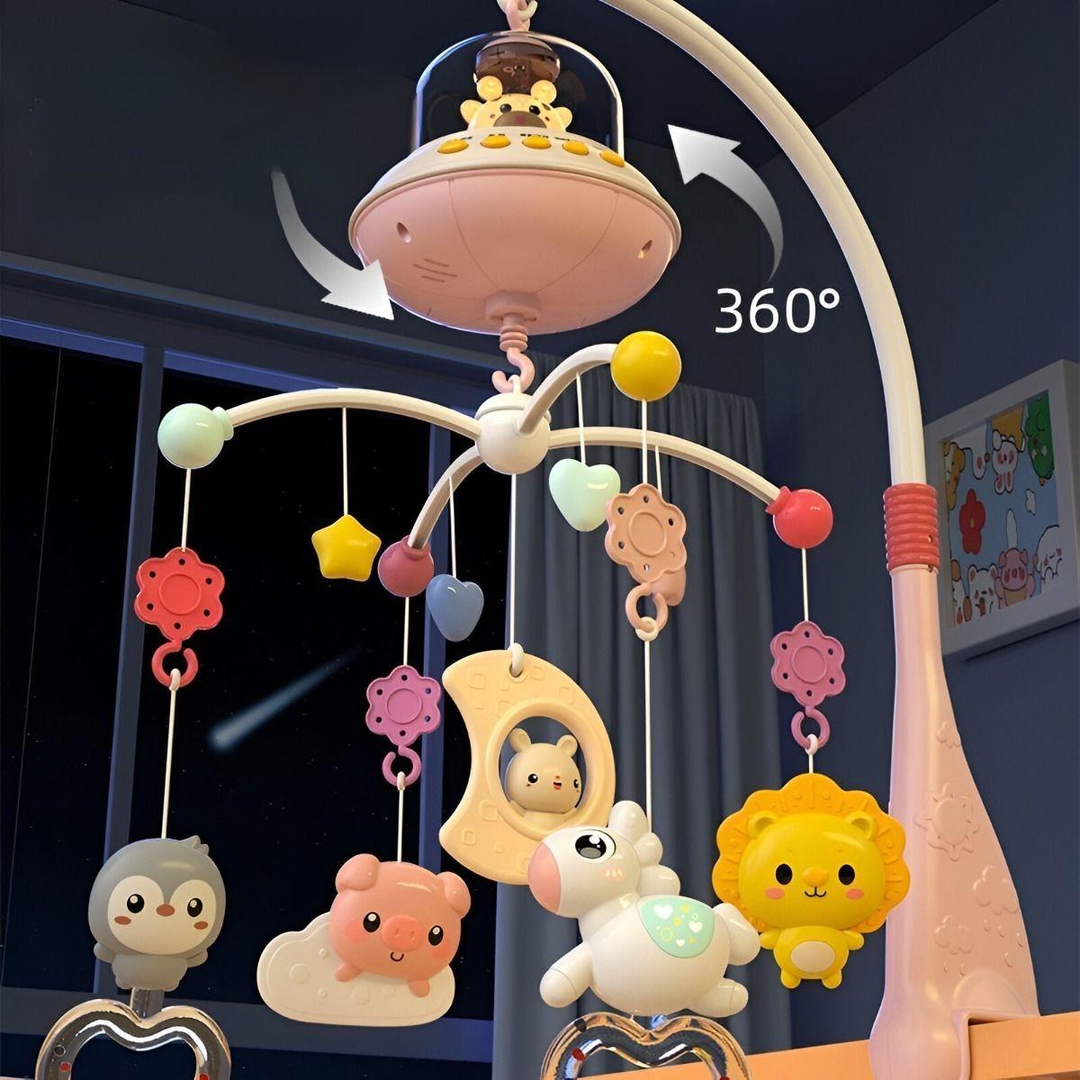 Móvil Cuna Bebé Música Luces Sonajero Giratorio Colgante Jhn-8